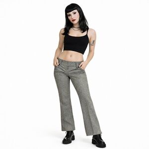 Y2k Vintage Low Rise Gray Herringbone Boot Leg Pants Jeans